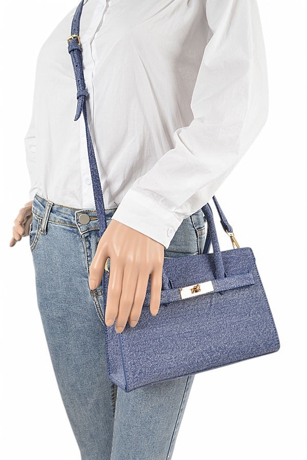 Denim Iconic Top Handle Swing Bag