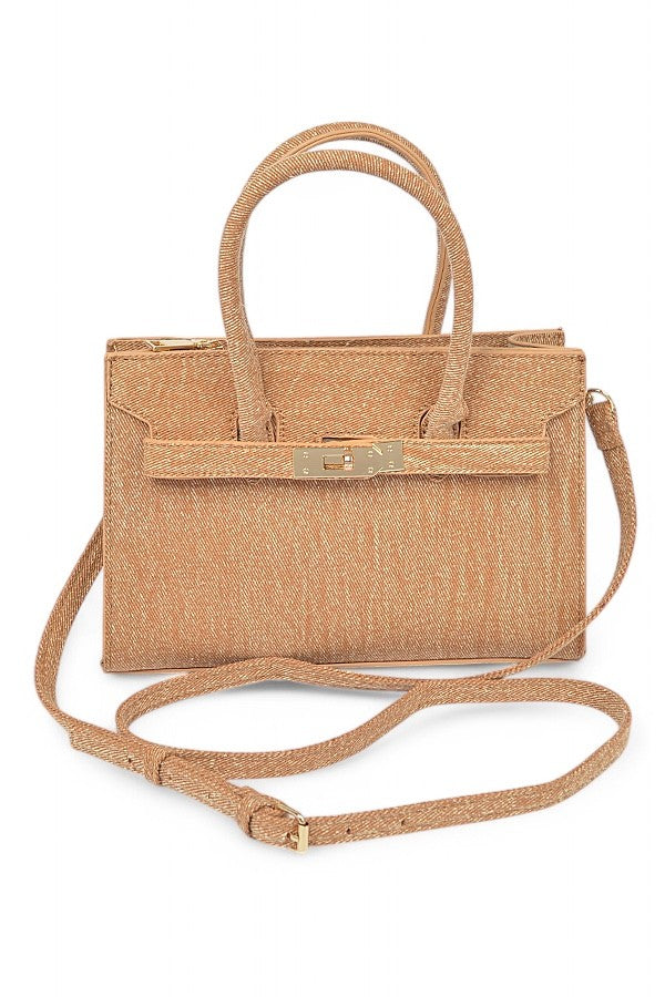 Blue Denim Iconic Top Handle Swing Bag