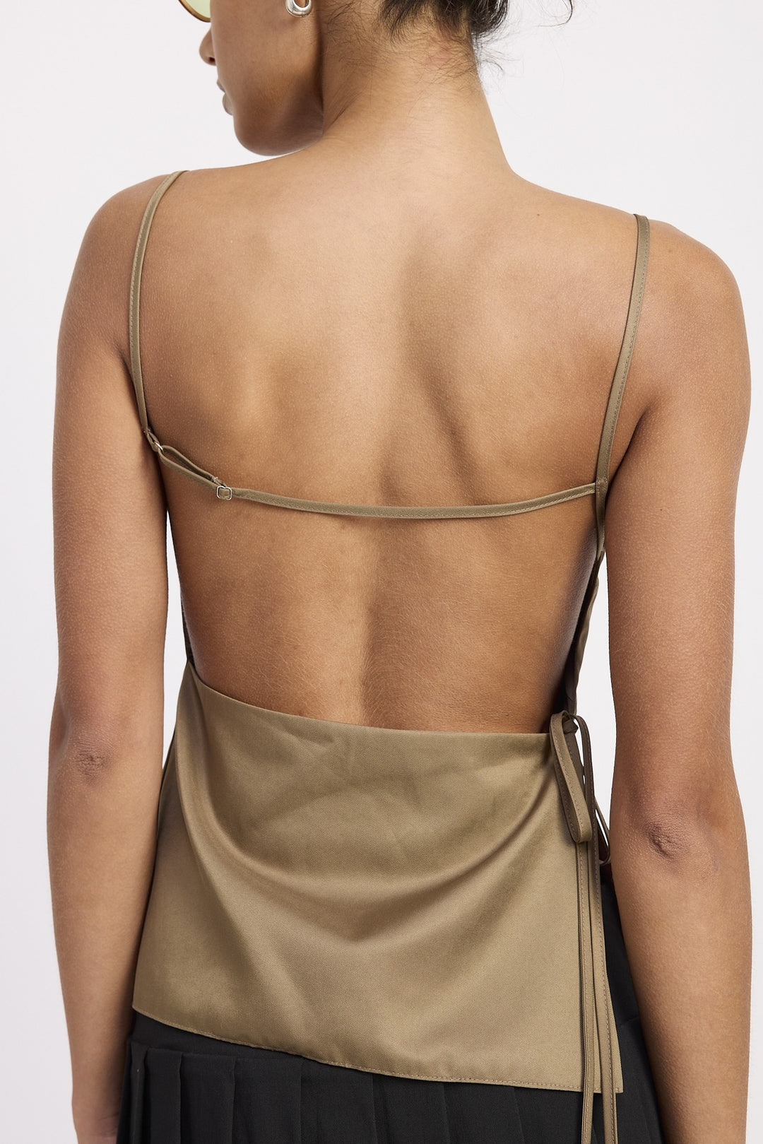 Taupe Spaghetti Strap Top Wtih Open Back