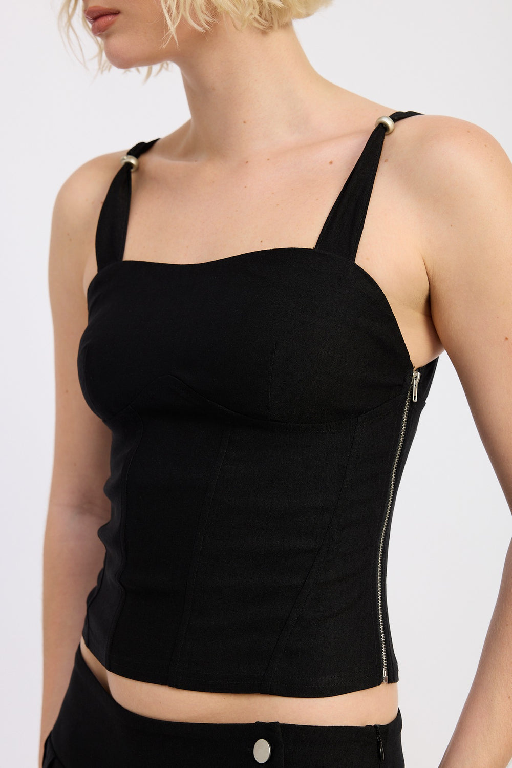 Chocolate Brown Ring Strap Corset Top