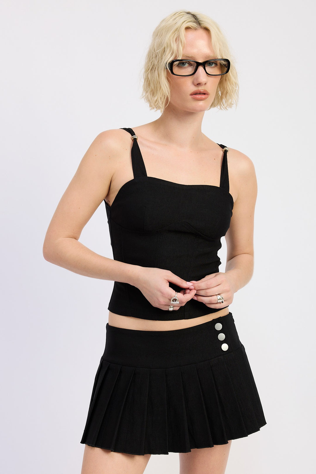 Chocolate Brown Ring Strap Corset Top