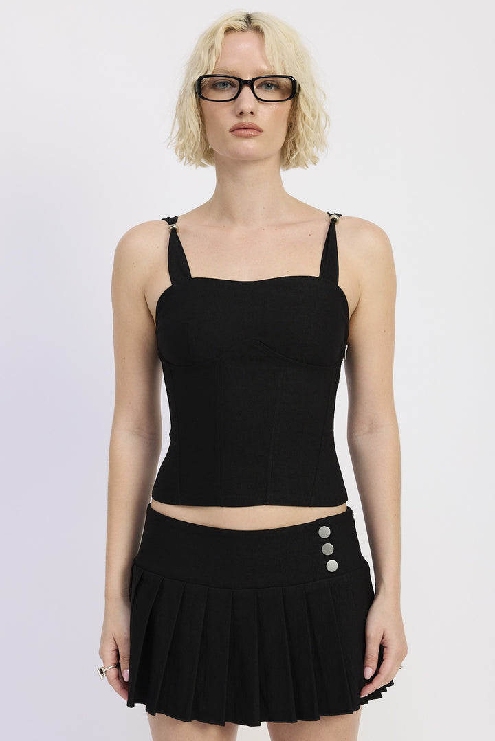 Black Ring Strap Corset Top