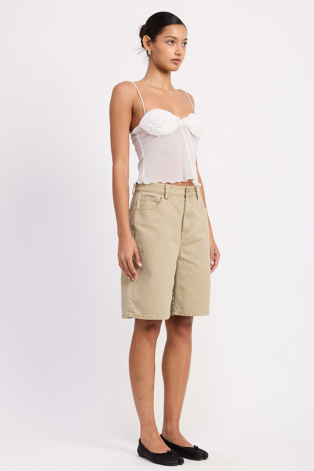 Sheer Mesh Floral Cup Cami Top