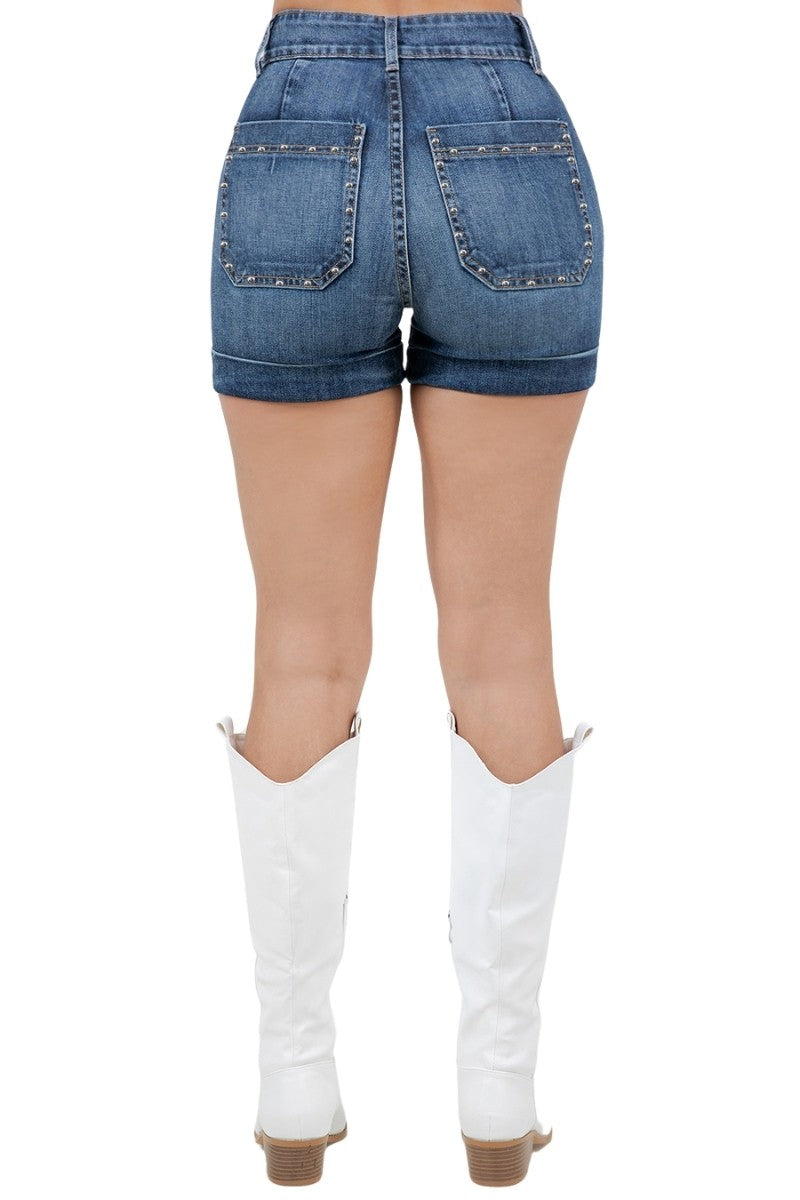Dark Wash Willow Studded Denim Short In Dark Wash