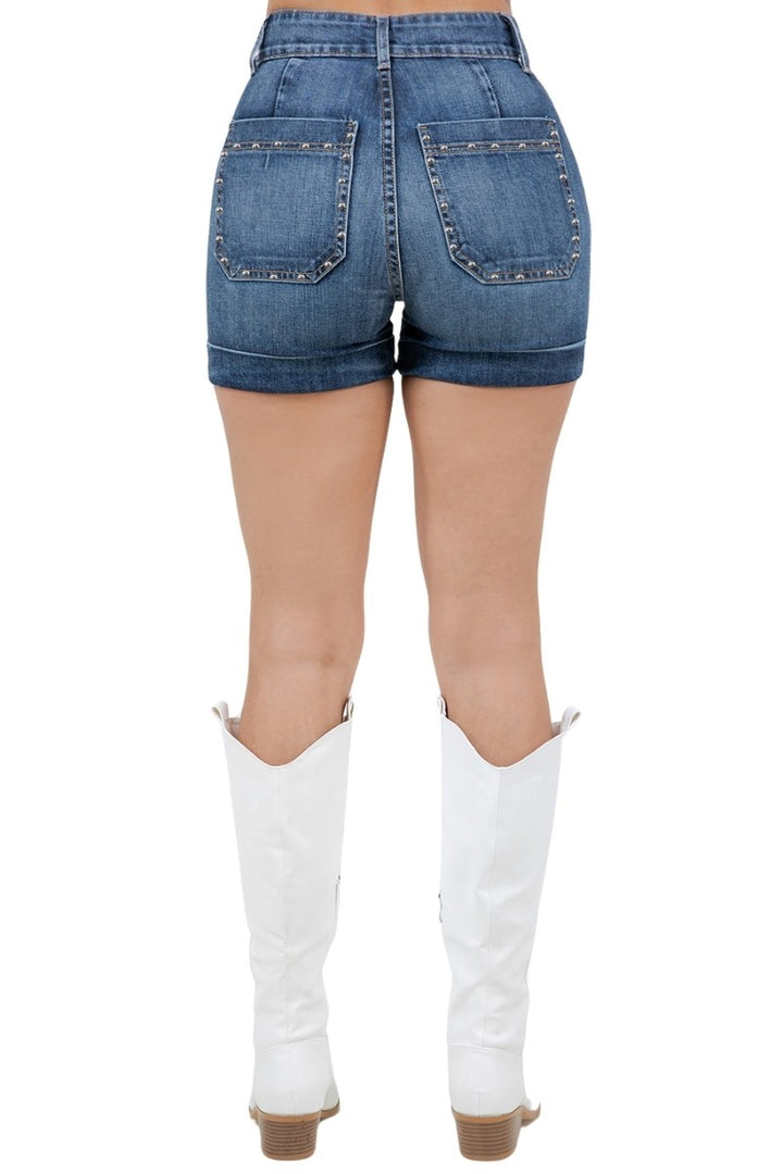 Dark Wash Willow Studded Denim Short In Dark Wash