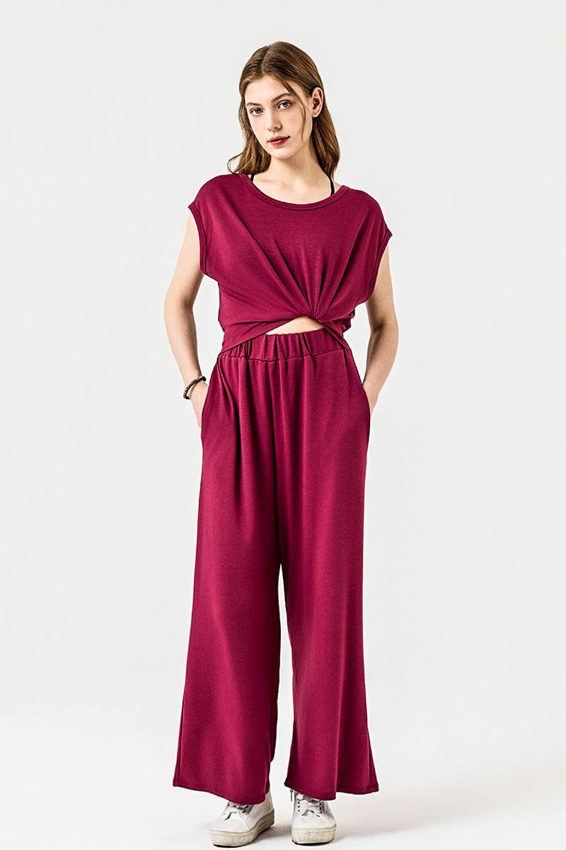Lavender Open Front Wide Leg Jumpsuit