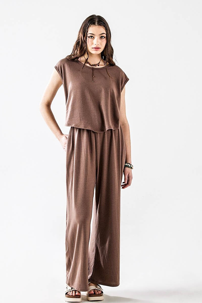 Navy Open Front Wide Leg Jumpsuit