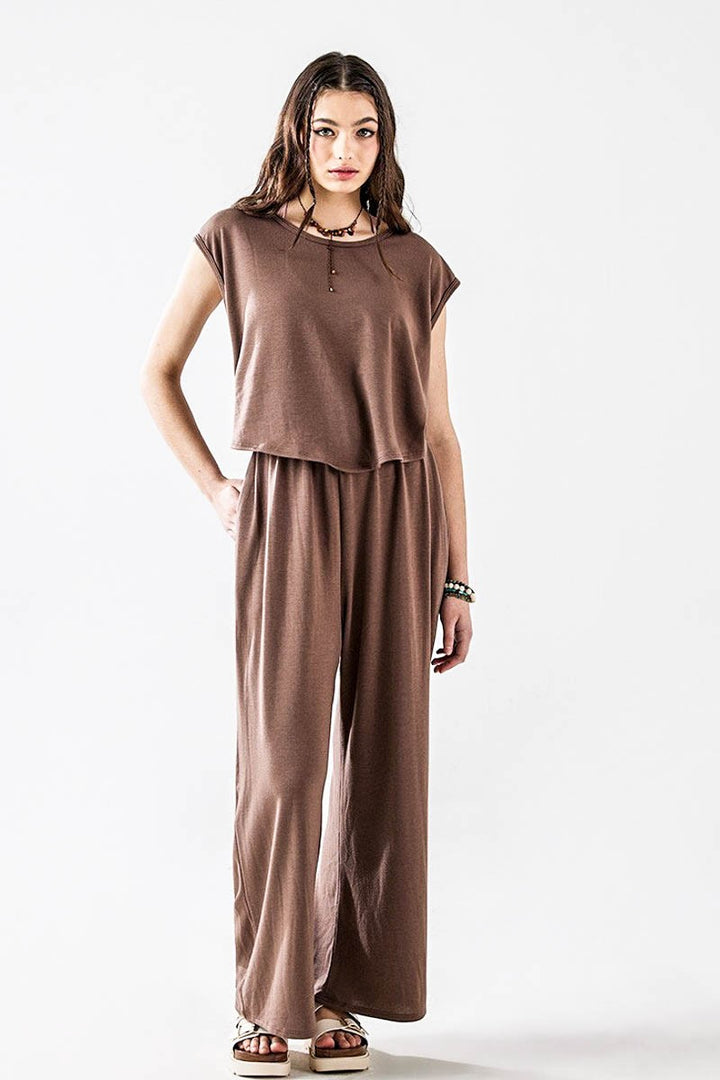 Navy Open Front Wide Leg Jumpsuit