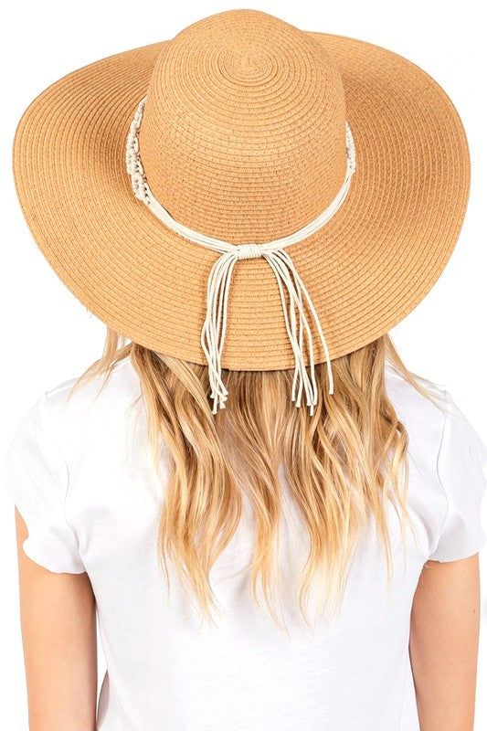 Braided Cotton Band Floppy Straw Hat