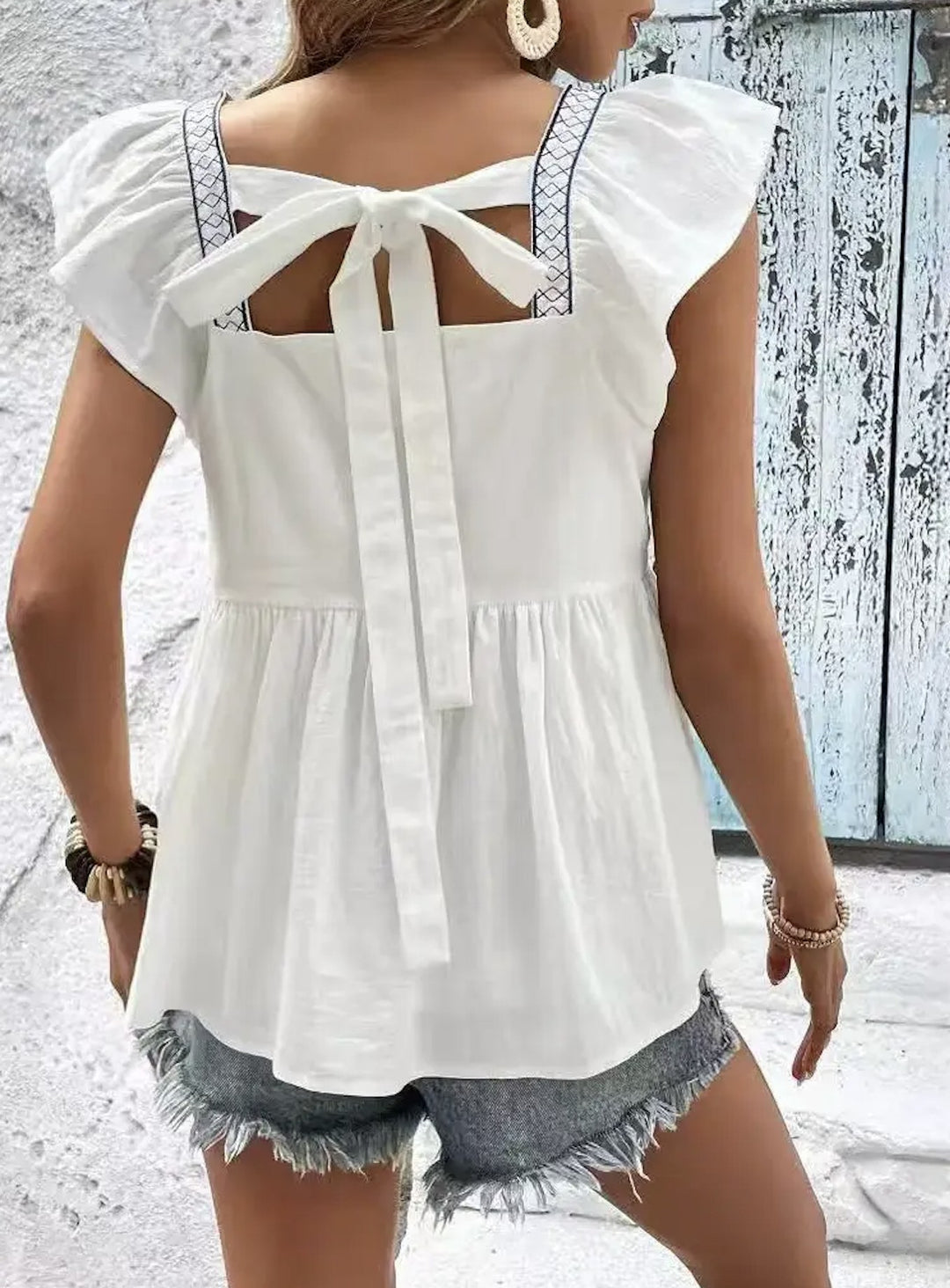 White Floral Embroidered Blouse