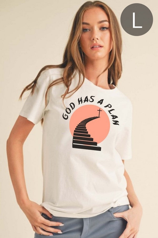White God Has A Plan Graphic Cotton T Shirt
