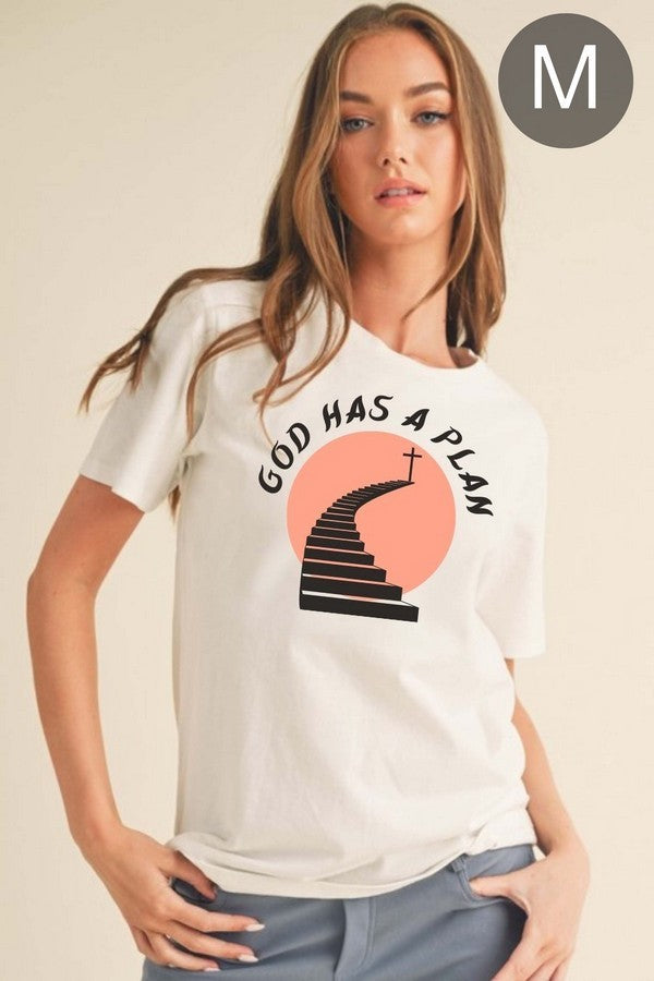 White God Has A Plan Graphic Cotton T Shirt