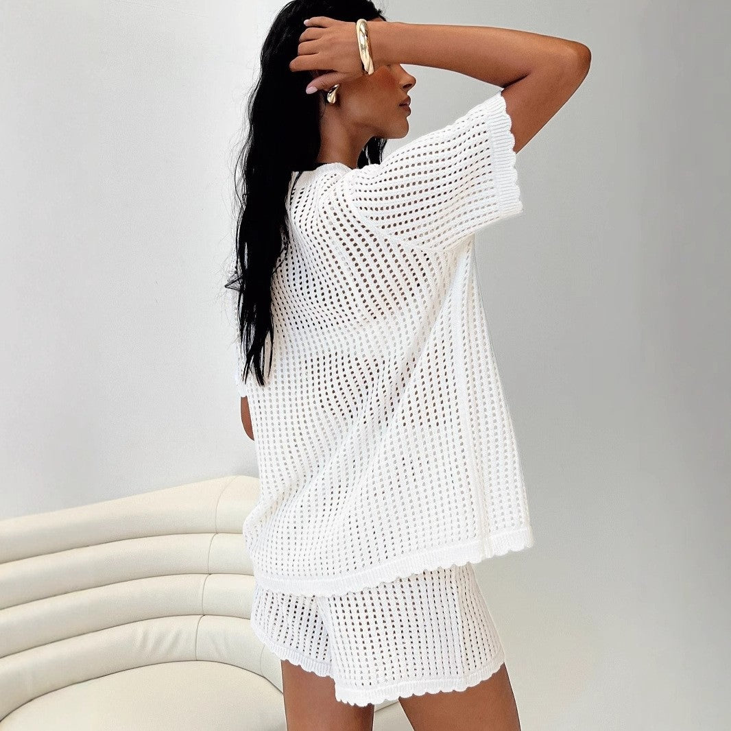 White Knit Two Piece Set