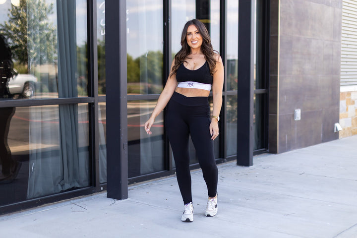 Crossover Black Pocket Full Length Leggings R4 1