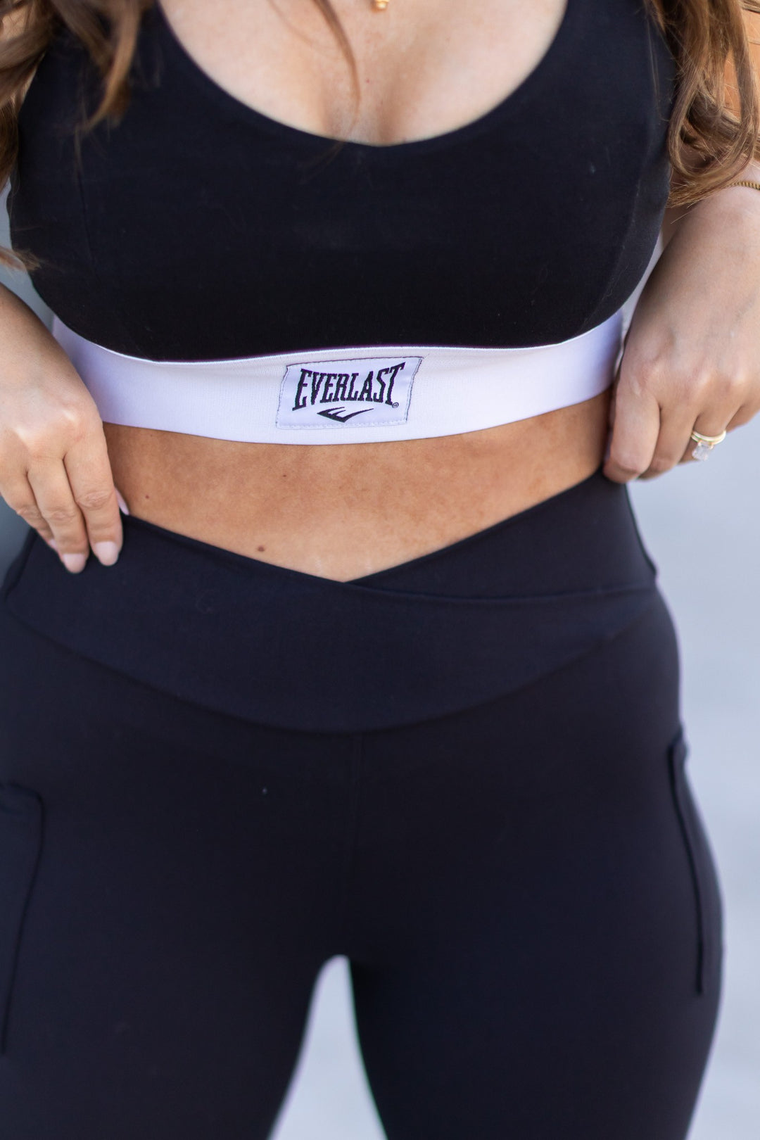 Crossover Black Pocket Full Length Leggings R4 1