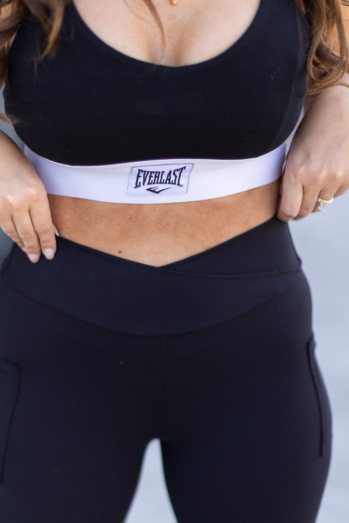 Crossover Black Pocket Full Length Leggings R4 1
