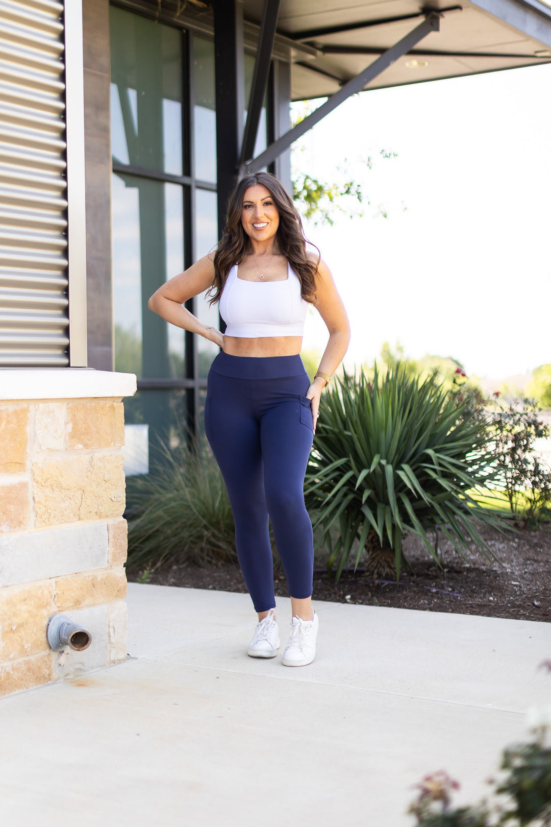 The Riley 7 8 Ankle Length Navy Leggings Pocket