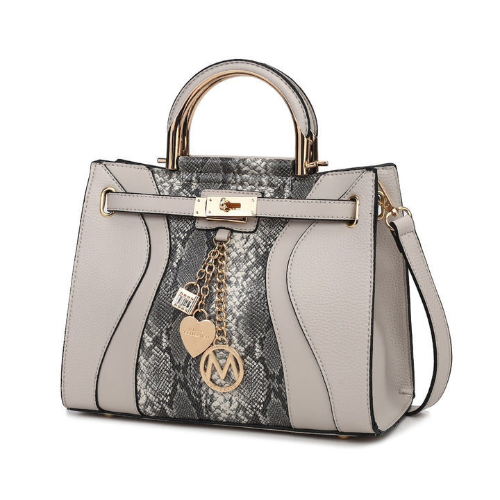 Denim Cassia Vegan Leather Satchel Bag