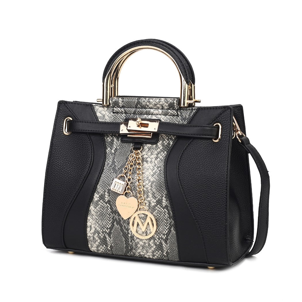 Black Cassia Vegan Leather Satchel Bag