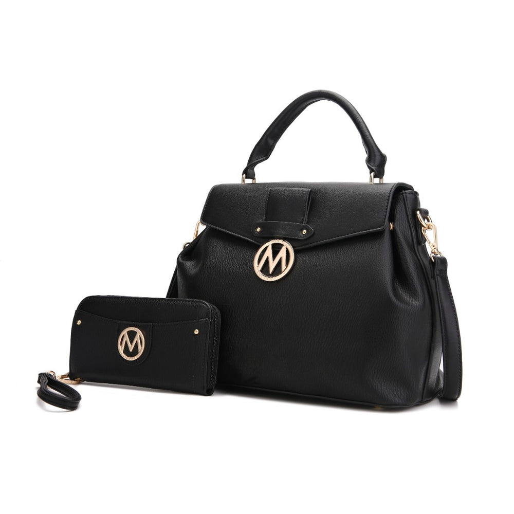 Black Aurora Vegan Leather Satchel And Wallet