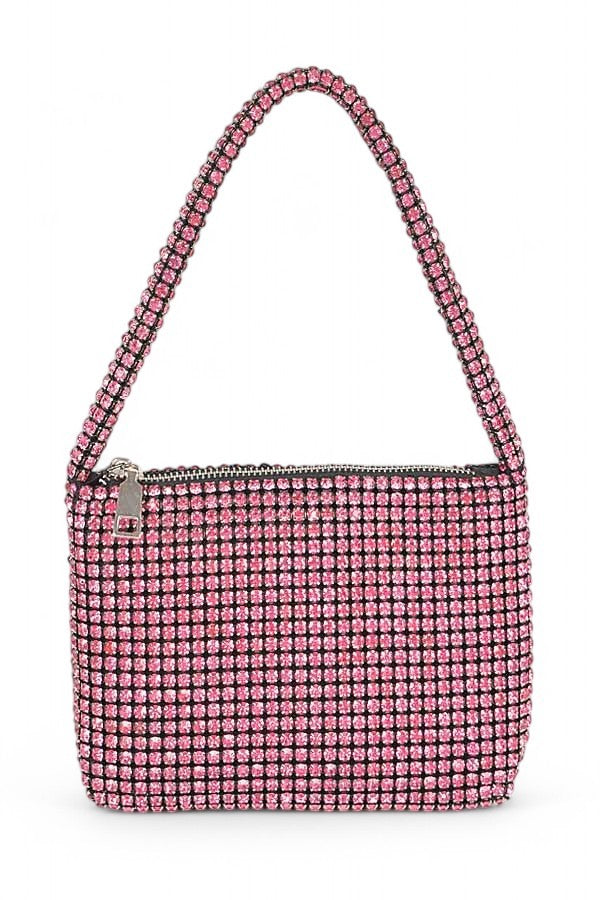 Purple Rhinestone Iconic Soft Clutch Swing Bag
