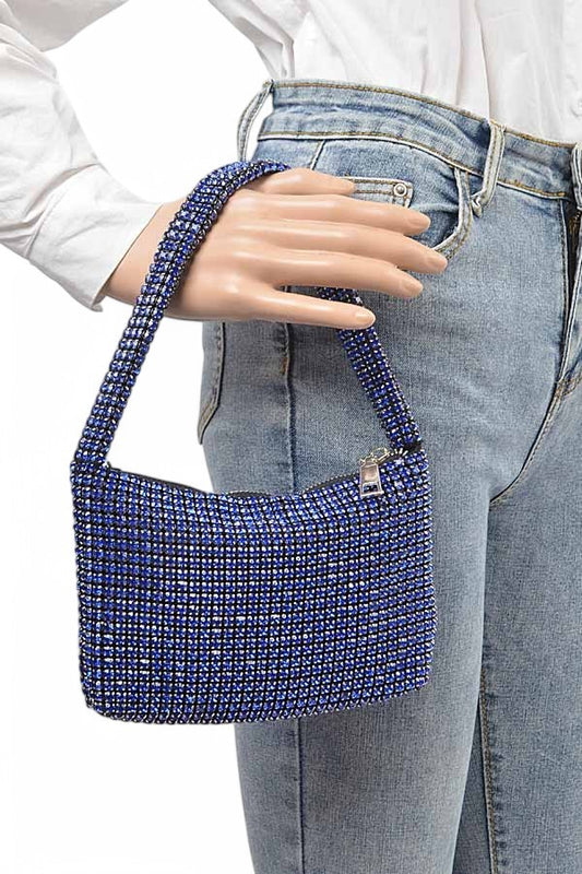 Clear Rhinestone Iconic Soft Clutch Swing Bag