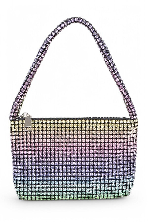 Green Rhinestone Iconic Soft Clutch Swing Bag