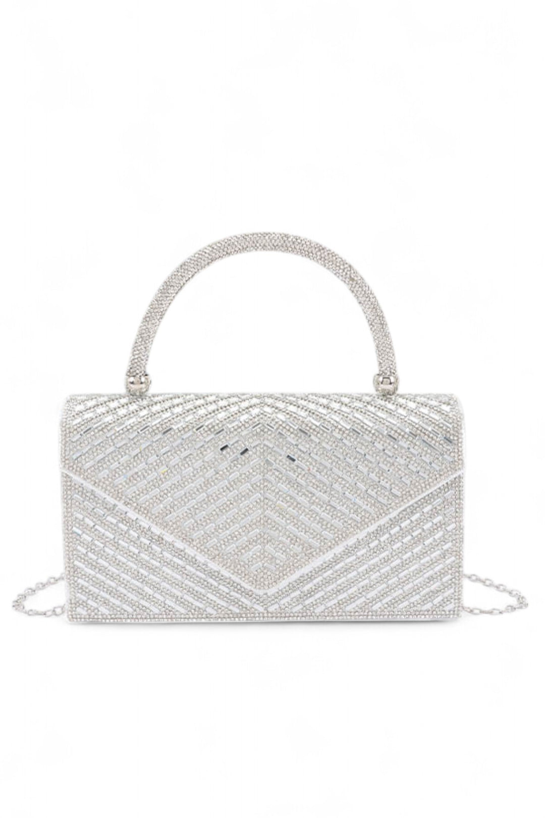 Rhinestone Top Handle Statement Clutch Bag