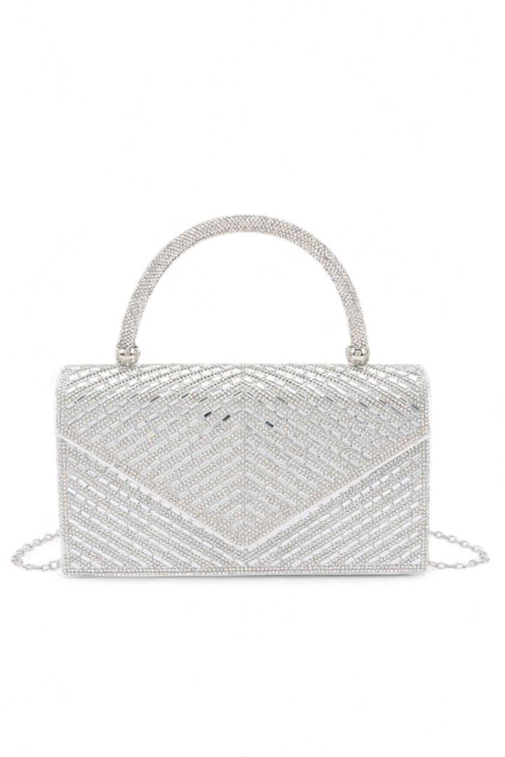 Rhinestone Top Handle Statement Clutch Bag