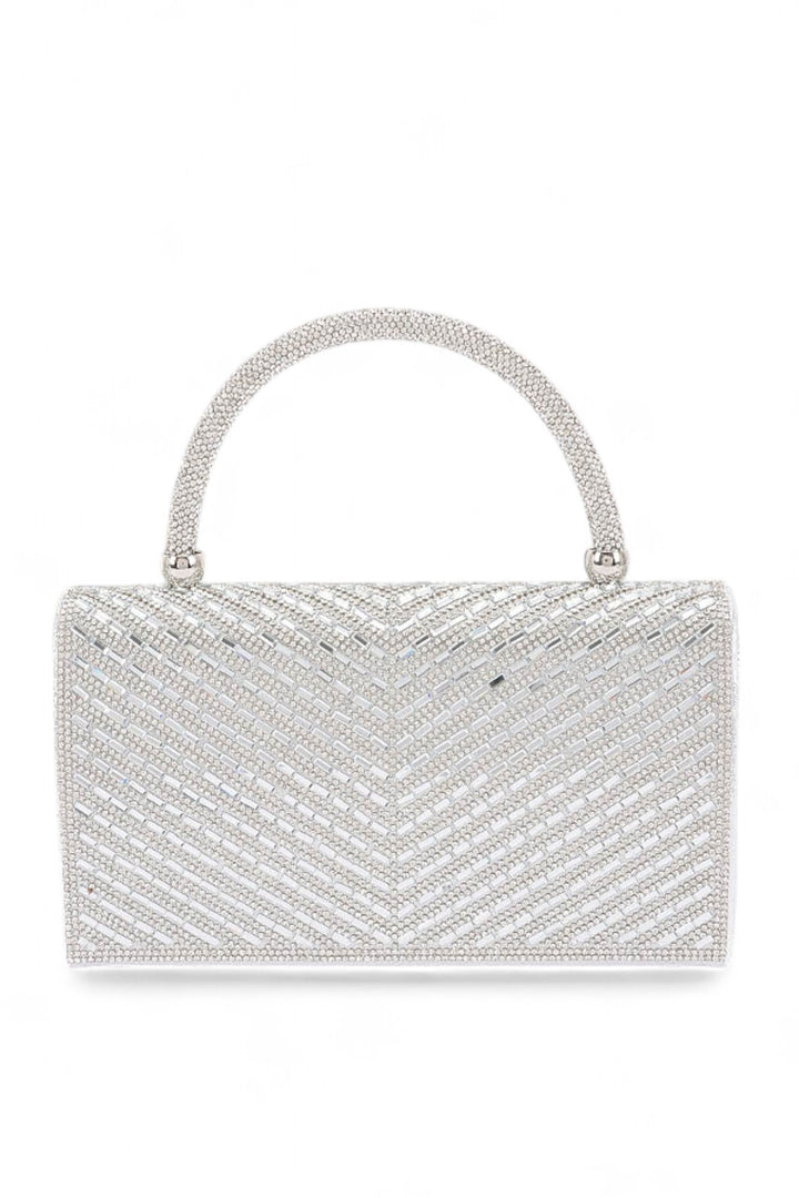 Rhinestone Top Handle Statement Clutch Bag