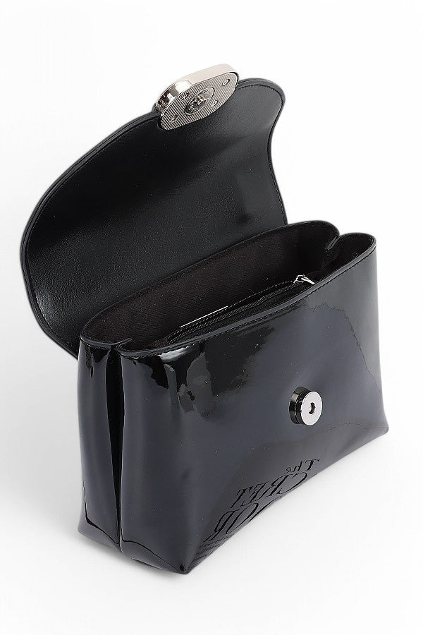 Patent Faux Leather Top Handle Crossbody Bag