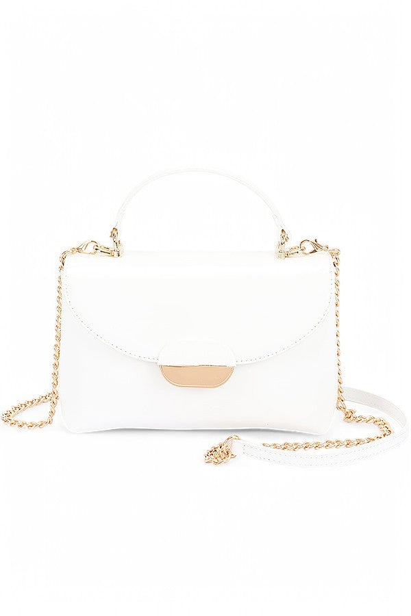 Fuchsia Patent Faux Leather Top Handle Crossbody Bag