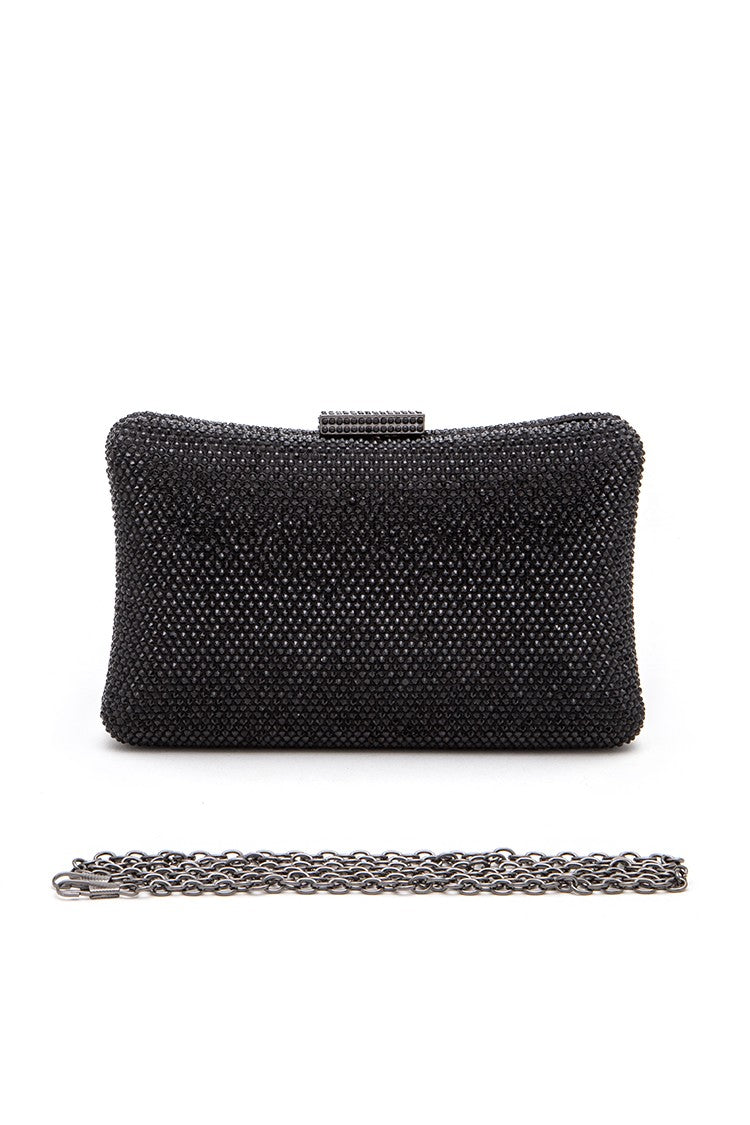 Black Crystal Pave Statement Box Clutch