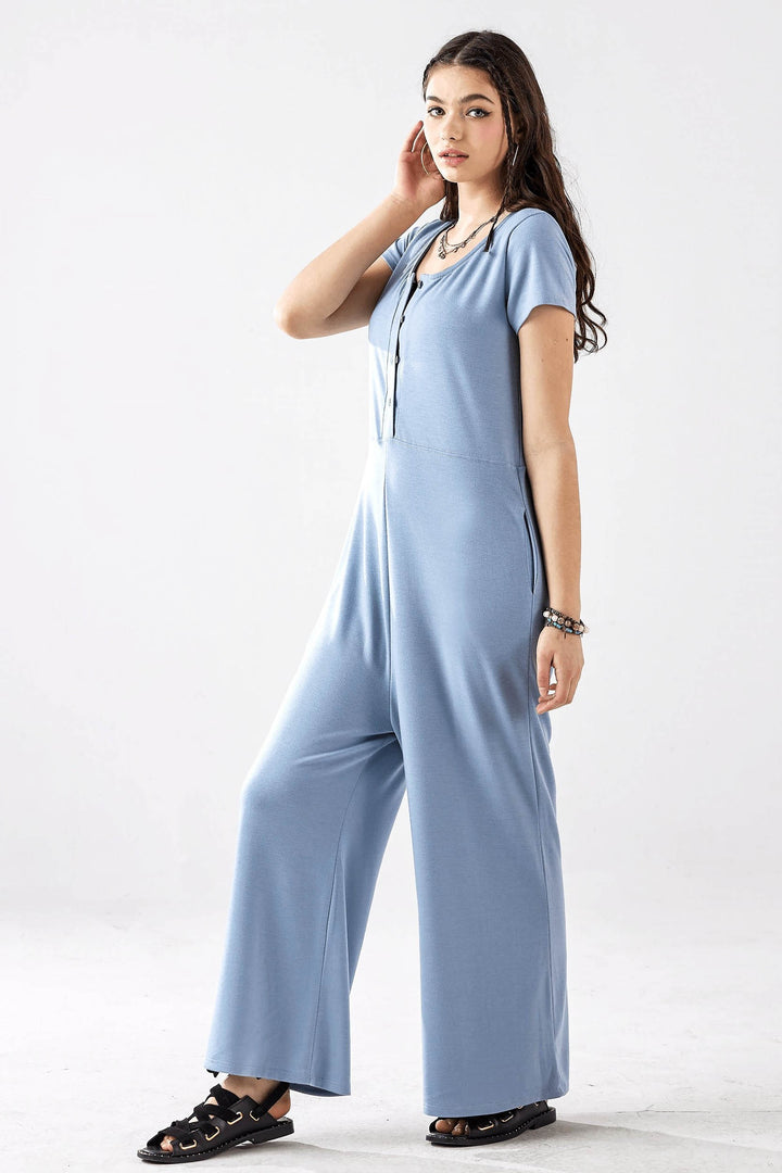 Black Plus Comfort Button Up Front Closure Jumpsuit