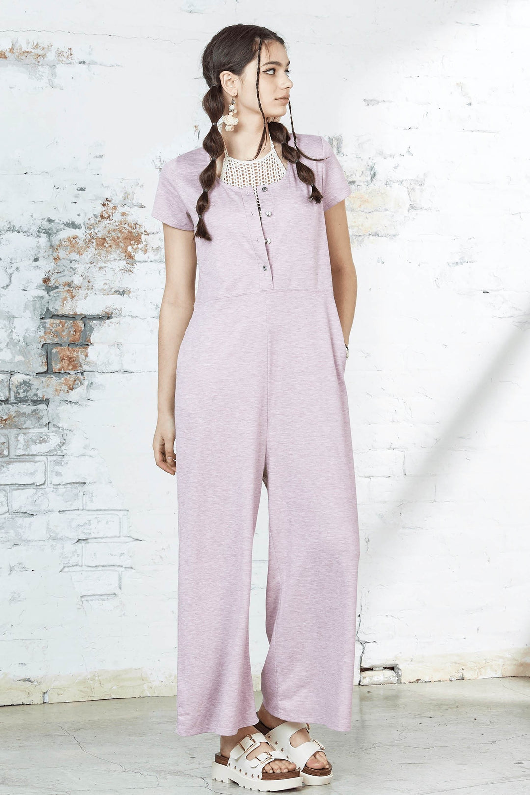 Dream Blue Plus Comfort Button Up Front Closure Jumpsuit