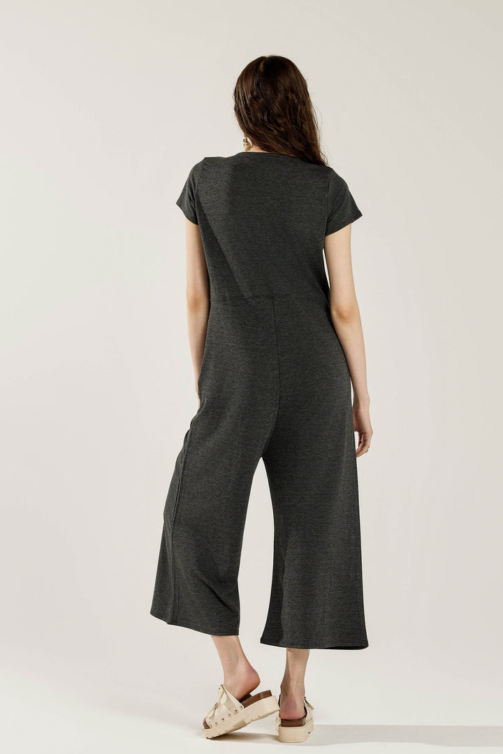 Plus Comfort Button Up Front Closure Jumpsuit
