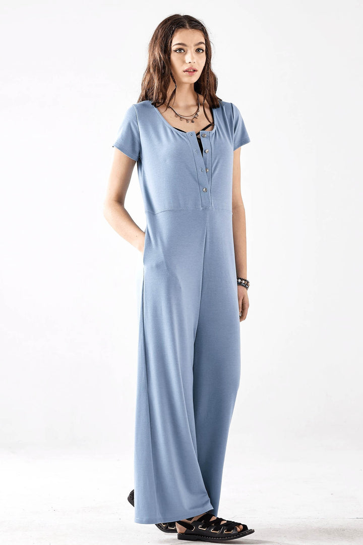 Black Plus Comfort Button Up Front Closure Jumpsuit
