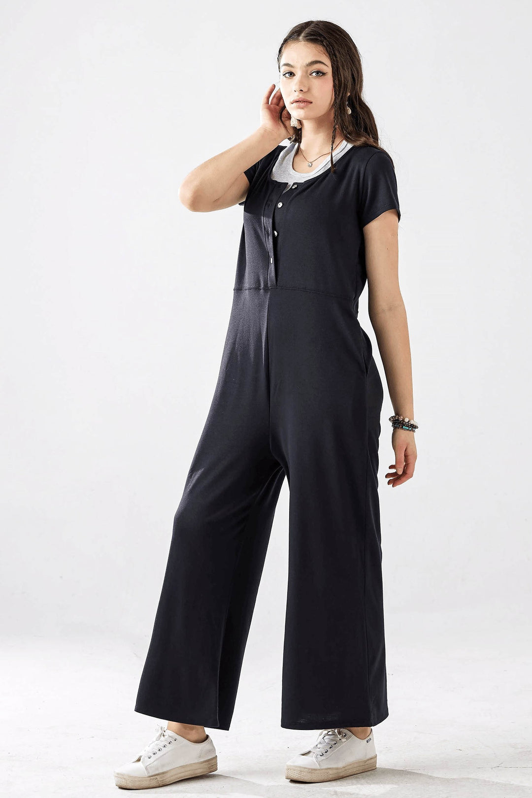 2T Charcoal Plus Comfort Button Up Front Closure Jumpsuit