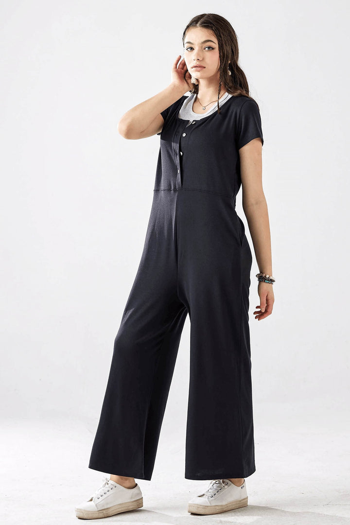 2T Charcoal Plus Comfort Button Up Front Closure Jumpsuit