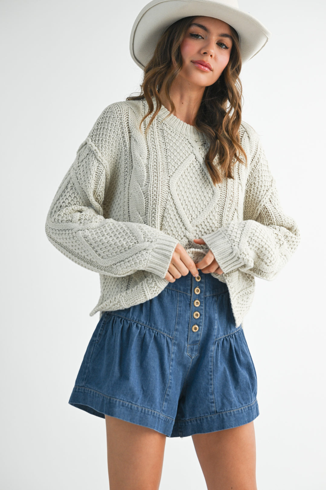 High Rise Tiered Button Front Denim Shorts