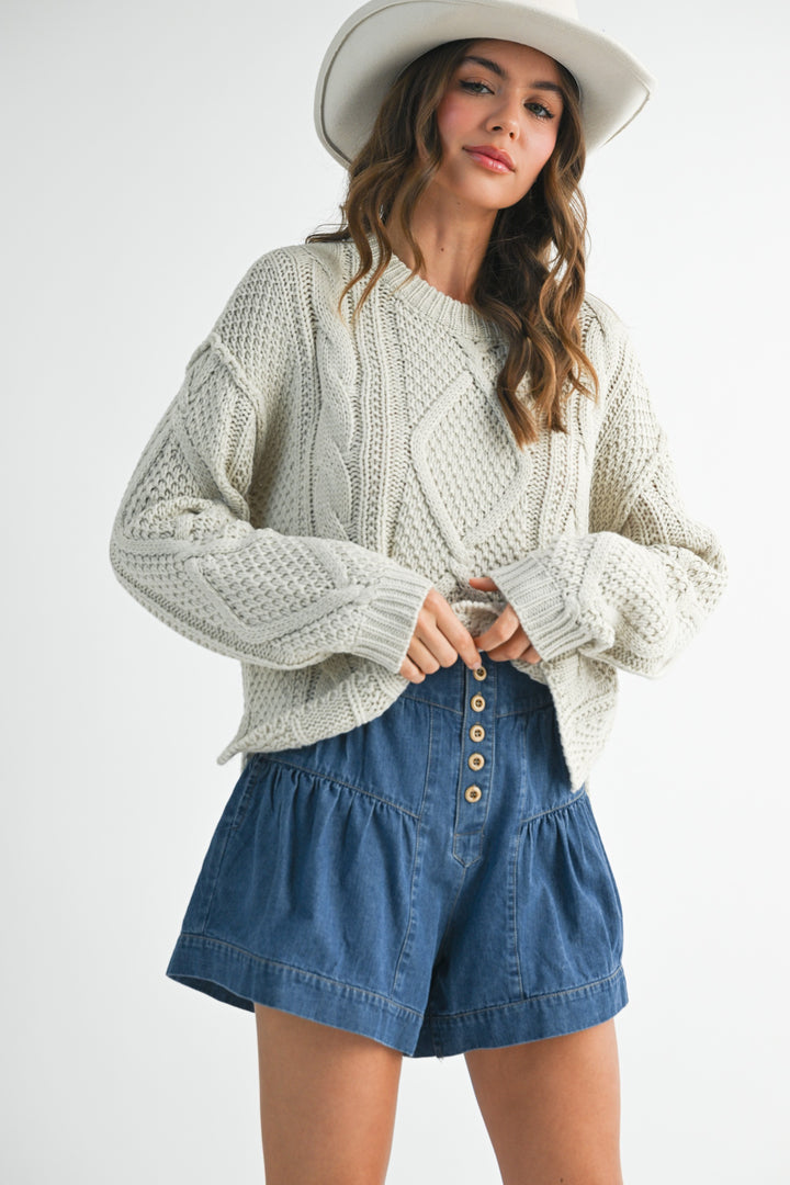 High Rise Tiered Button Front Denim Shorts