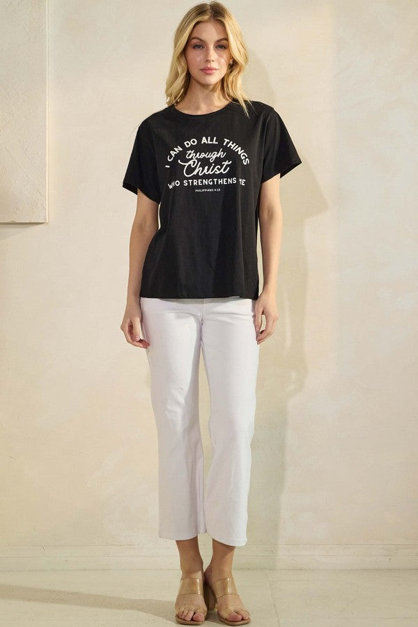 White I Can Do All Things Graphic Cotton T Shirt