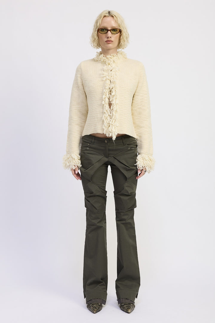 Ivory Fringe Knit Cardigan