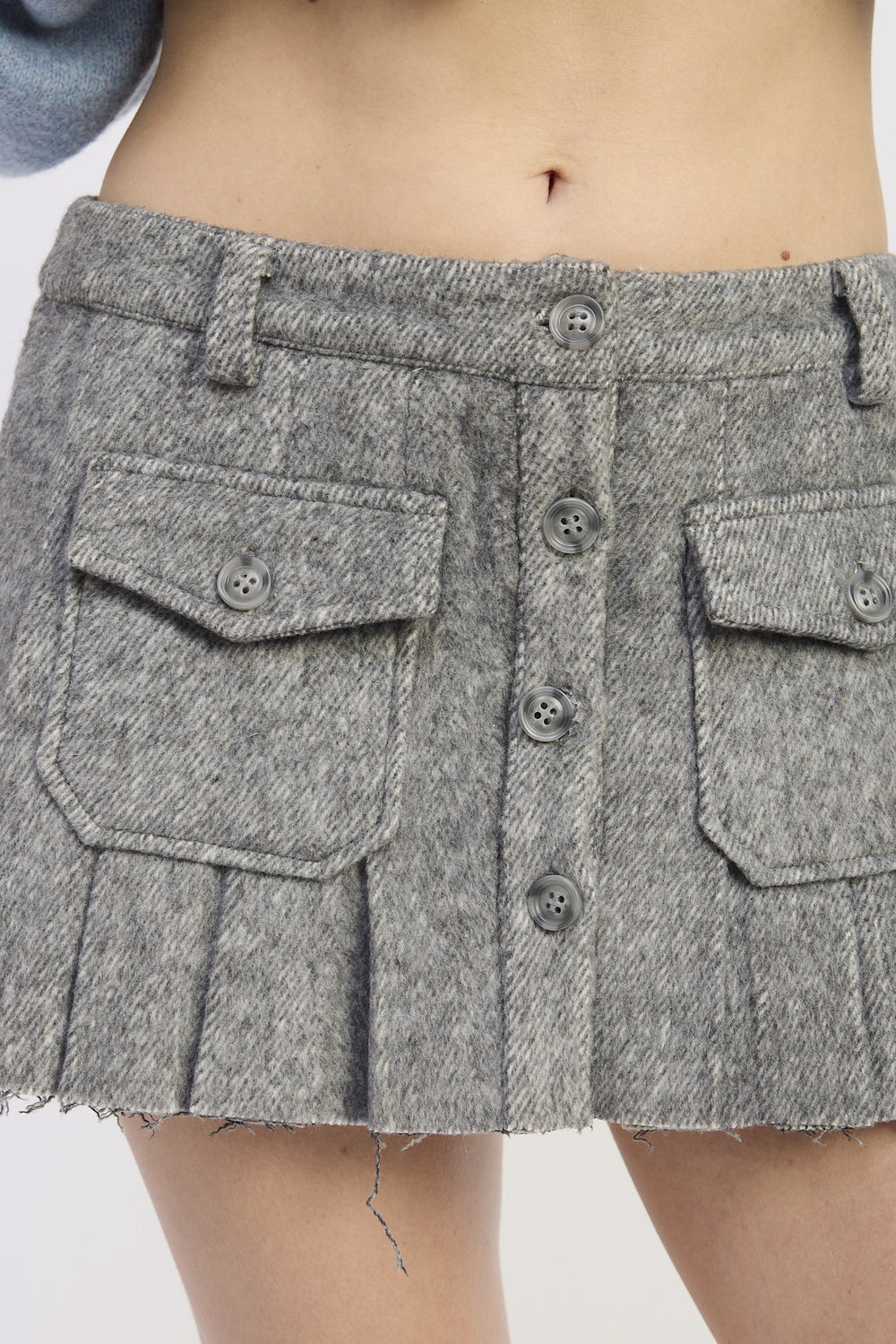 H Grey Cargo Pleated Mini Skirt