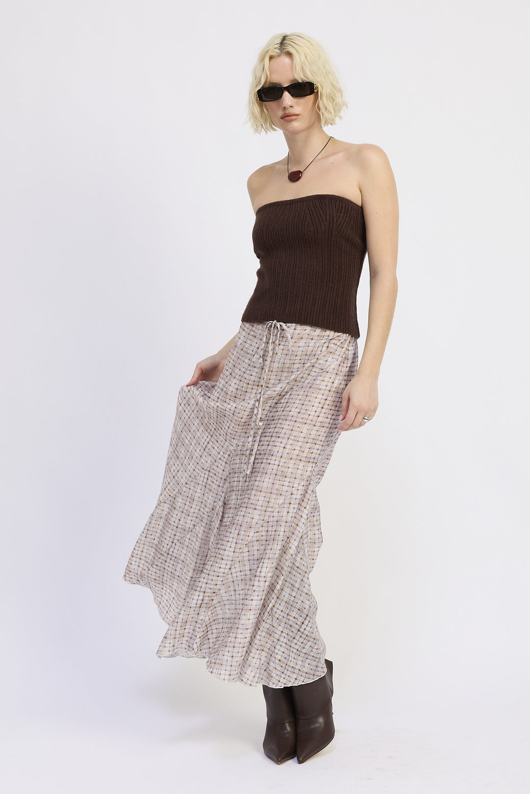 Lace Up Tube Sweater Top