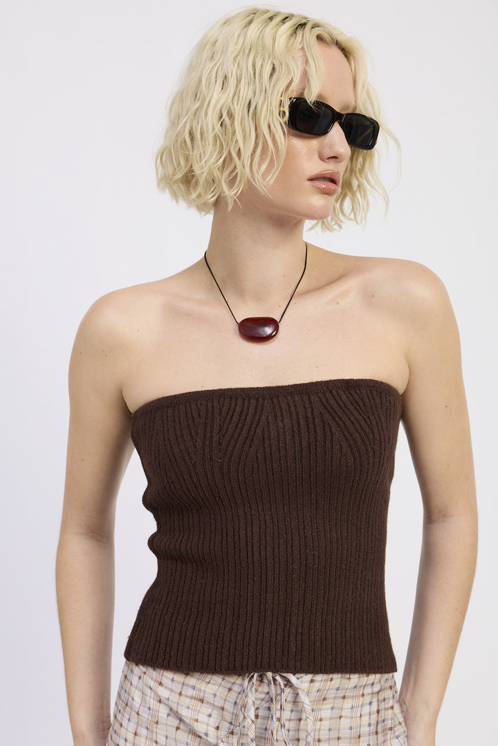 Lace Up Tube Sweater Top