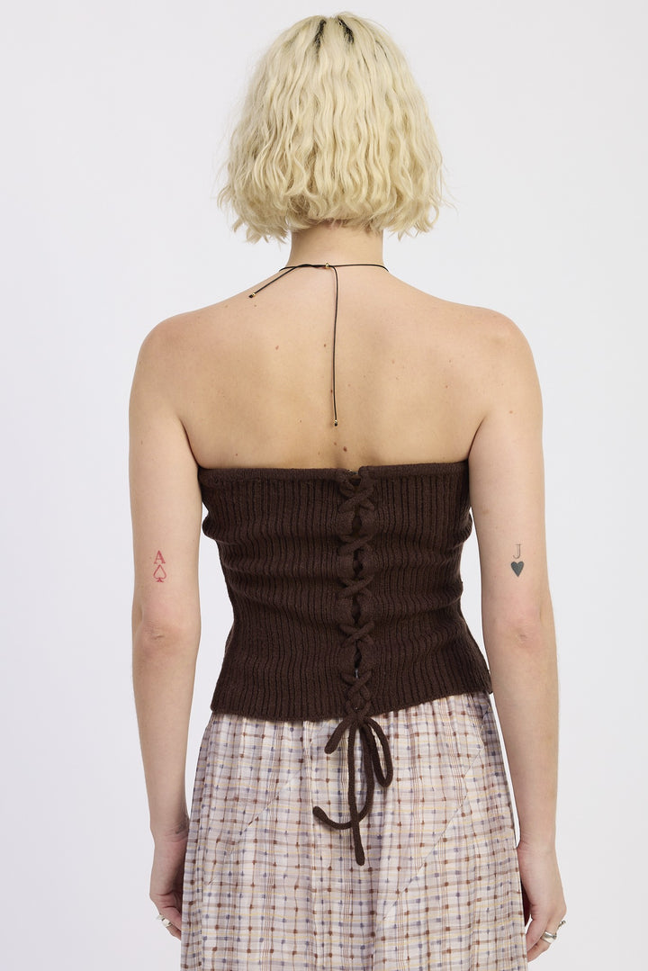 Lace Up Tube Sweater Top
