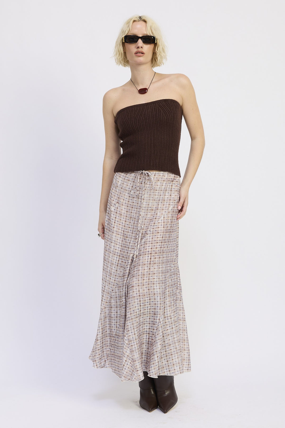 Lace Up Tube Sweater Top