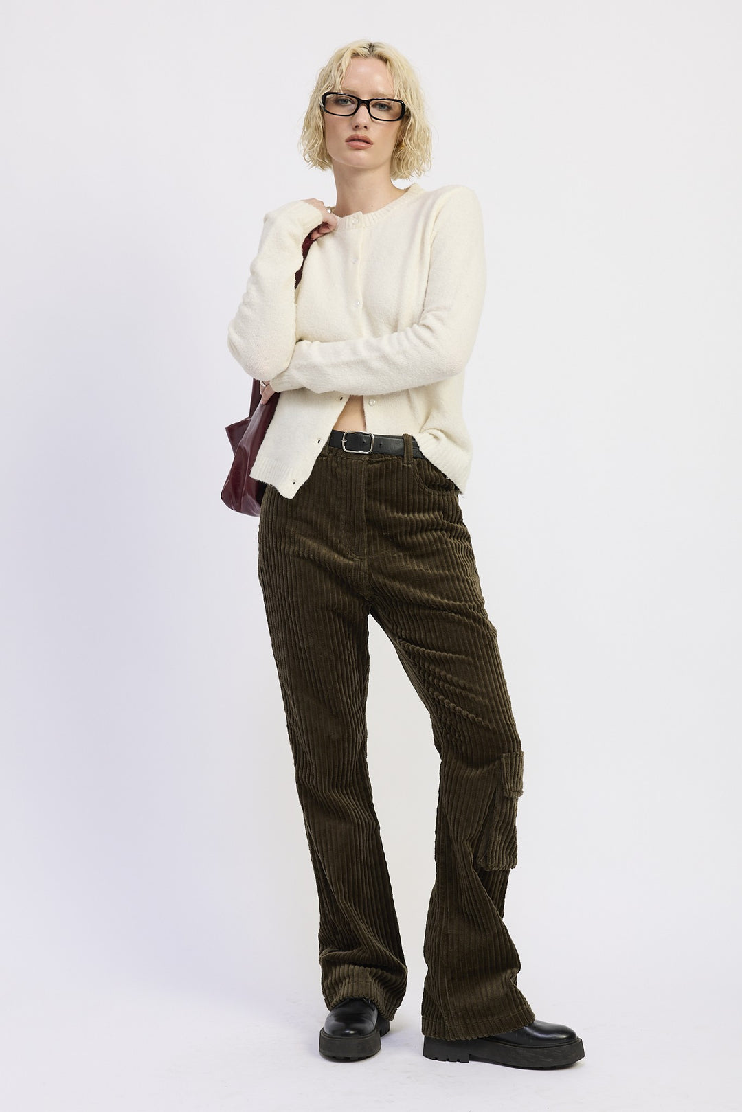 Wide Leg Corduroy Pant With Pocket Detail