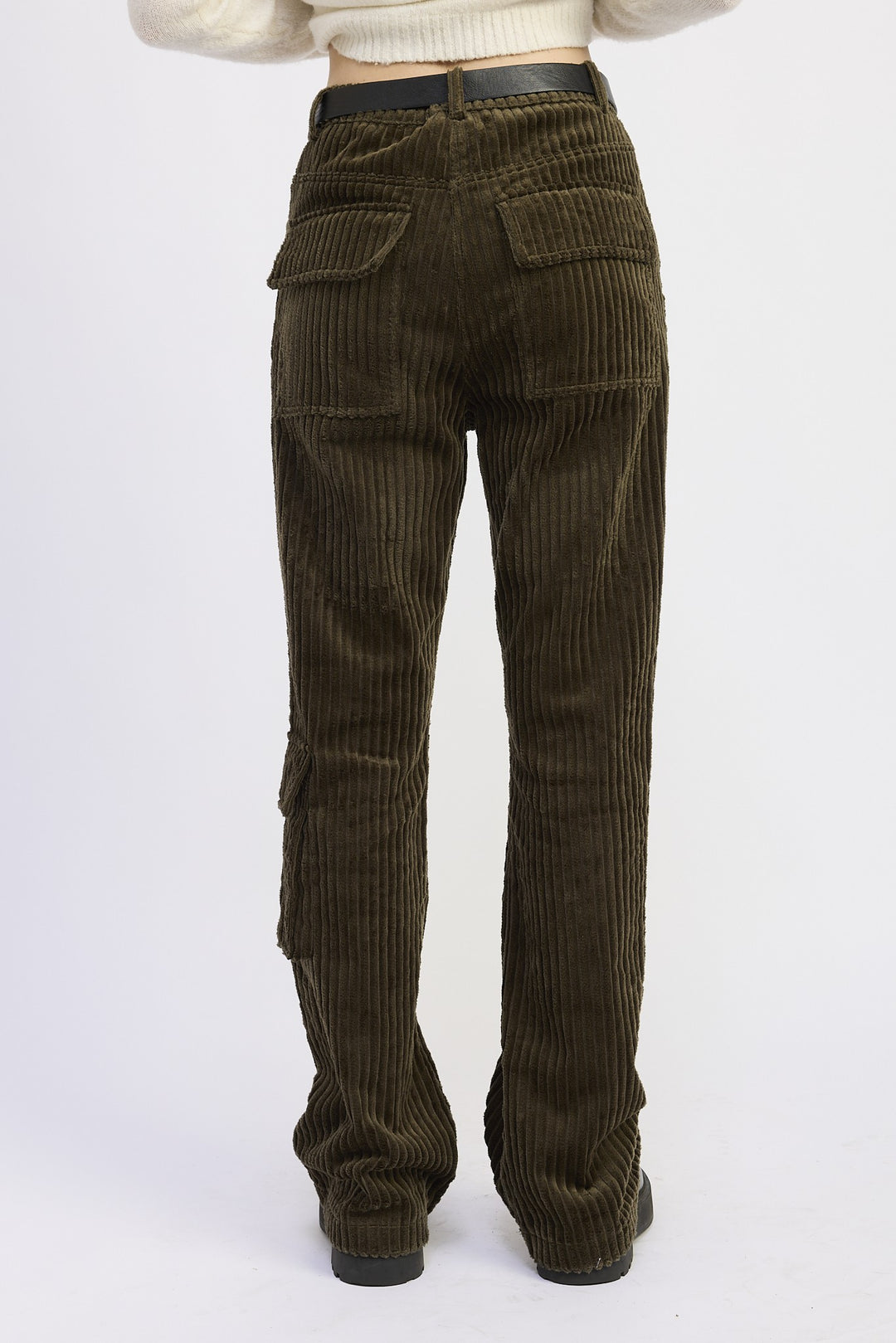 Wide Leg Corduroy Pant With Pocket Detail